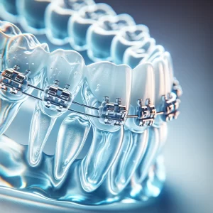 Detailed view of the composition of clear teeth braces materials used in Kennesaw Clear Braces.